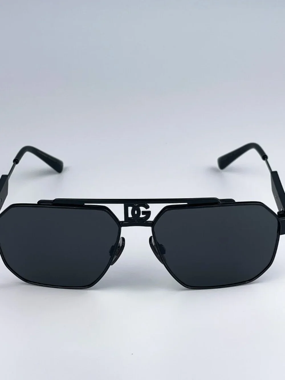 DOLCE & GABBANA DG2294 01/87 BLACK PILOT DARK GREY SUNGLASSES